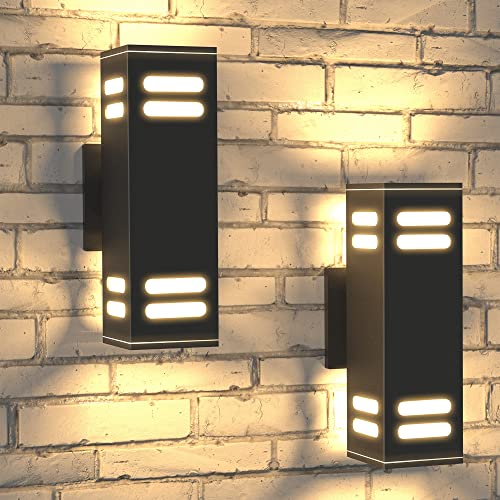 Exclusive Discount 🔥 Outdoor Wall Light Fixtures [ETL&UL Listed], IP65 Waterproof Aluminum Black Square Wall Sconces, JACKYLED Modern Exterior Wall Lamps for Garage Patio Porch Balcony, 2 Pack