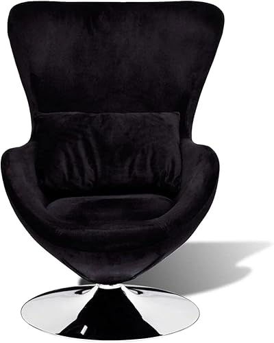Miniatura 3 de ZQQLVOO Sillón con forma de huevo negro, sofá francés de terciopelo, silla de acento, sillón de dormitorio, sillón francés, muebles de oficina de