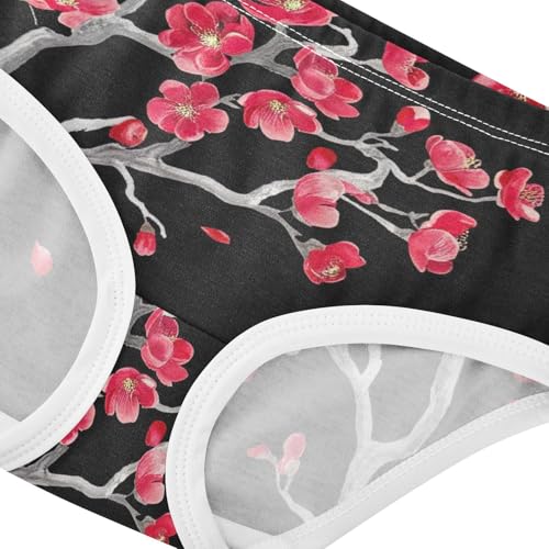 Red Flowers Gray Branches Black Toddler Girls Underwear 2t Cotton Little Girl Panties Fancy Kids Briefs Undies4
