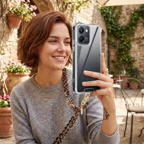 Image of Fashionury Clear Back Cover Case for Vivo T5x 5G / Vivo Y51 Pro 5G / iQOO Z11x 5G | Anti-Yellow Acrylic Hard Back + Soft TPU Bumper | Shockproof 360 Protection | Slim Transparent Bumper Case (Clear)