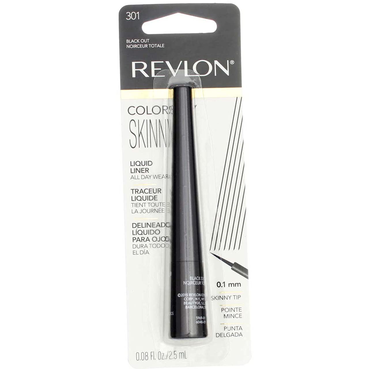 REVLONRev Skinny Eyeliner 301 Black Size 0.08o Rev Colorstay Skinny Liquid Eye Liner 301 Blackout .08fl Oz