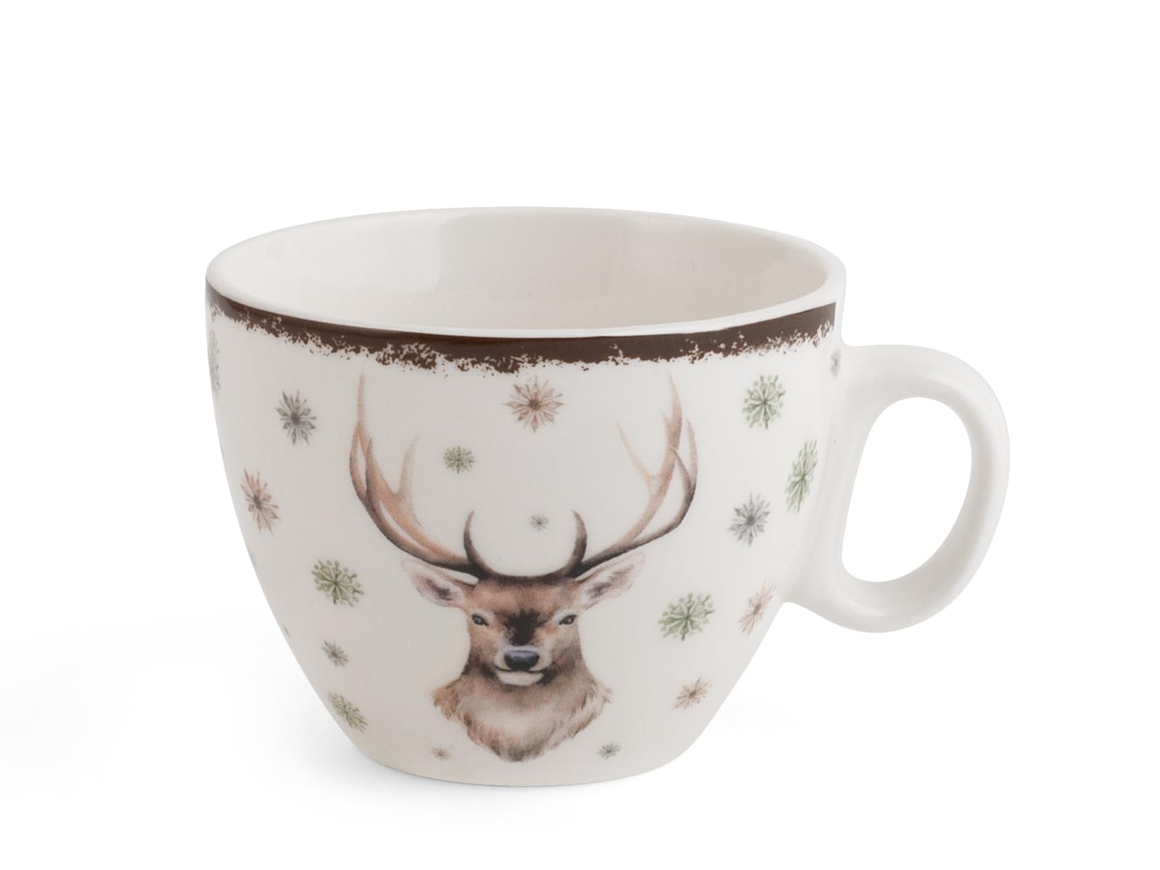 H&H, set 12 tazze te' Noel, tazze natalizie, tazze decorate, decori assortiti, in porcellana New Bone China, 220 cc