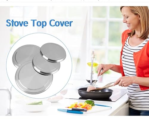 Yosoo Stove Burner Covers, Pack Of 4 Stainless Steel Kitchen Stove Top Round Burner Covers Cooker Protection Pan Set Silver #TOP3