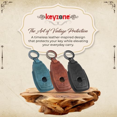 Image of keyzone dual leather key cover for Mercedes-Benz E-Class S-Class A-Class C-Class G-Class 2020 Onwards 4 button smart key