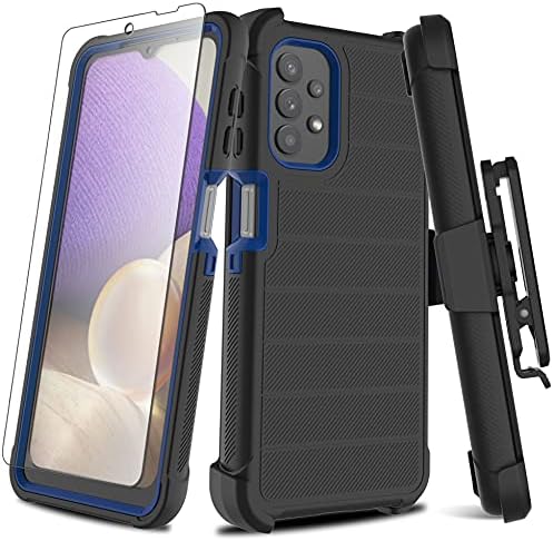 Leptech for Galaxy A32 5G Case with Soft TPU Screen Protector, [Holster Series] Full Body Heavy Duty Armor Protective Phone Cover with Kickstand Belt Clip Case for Samsung Galaxy A32 5G 6.5" (Black)