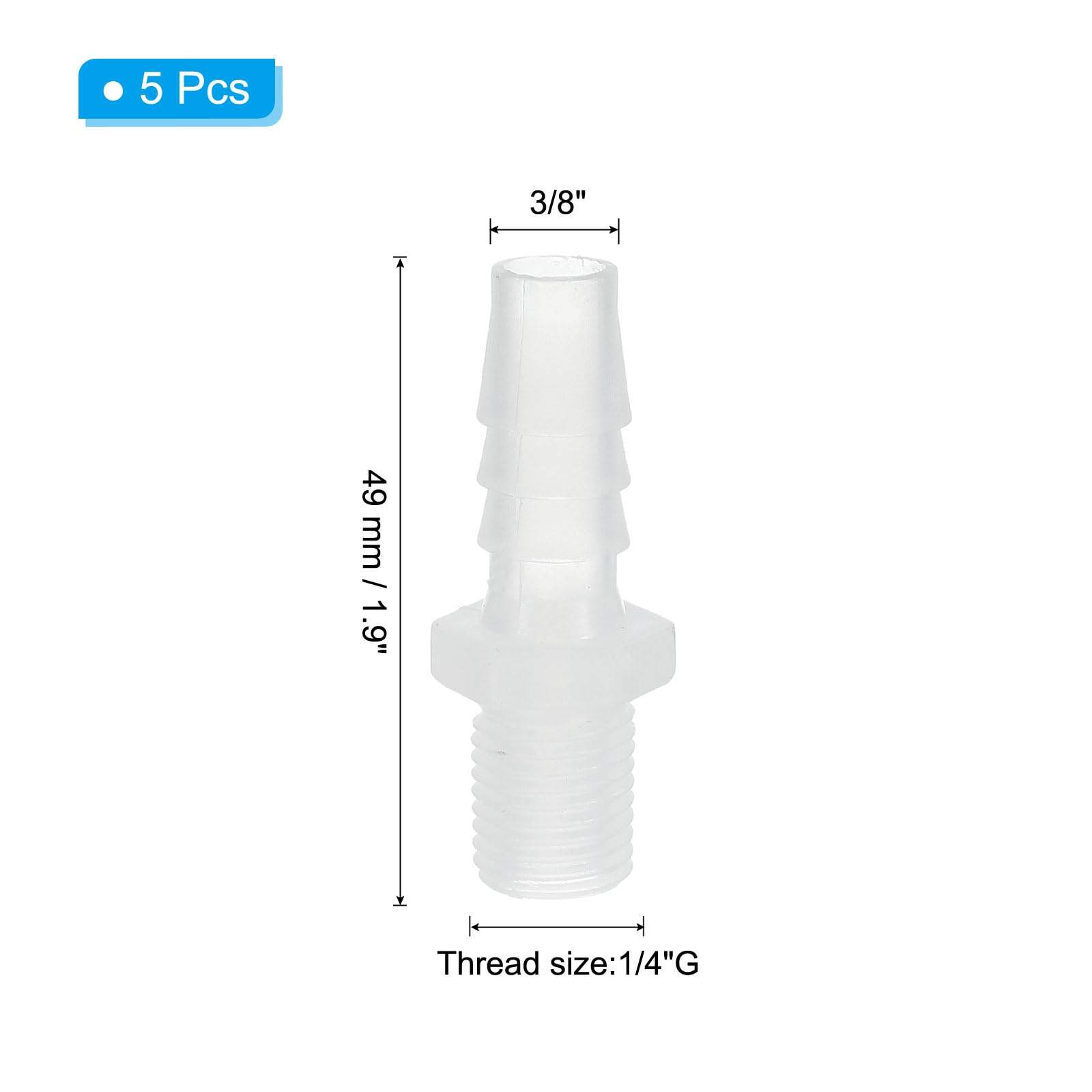 PATIKIL 3/8" Barb x 1/4" G Male Connector - Image 2
