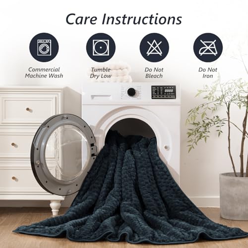 Image of Mr. Sandman Weighted Blankets for Adults Queen Size 20lbs, Warm Sherpa Fleece Throw Blanket for Sleep and Calm, Soft Cozy Heavy Bed Blanket with Jacquard Flannel, 60 x 80 Inches, Midnight Blue