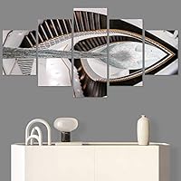 SIGNWIN 5 Panel Canvas Wall Art Modern Art Abstract Contemporary Edgy Mixed Media Multicolor Patterns for Home Decorations Ready to Hang - 60