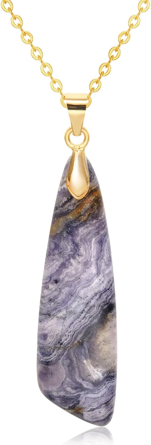 Wovanoo Nature Stone Necklaces for Women Boho Pendant Necklace 18K Gold Chain Necklaces