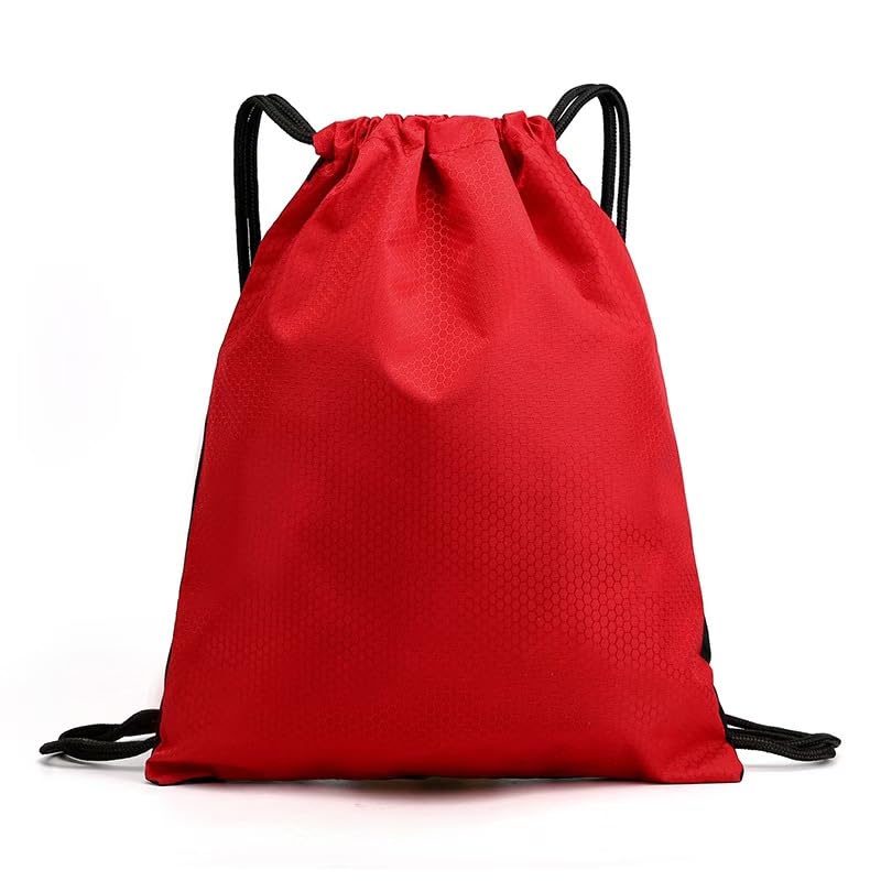 Image of Waterproof Drawstring Backpacks, Soccer-Texture Oxford Fabric, 16.9 inch x 13.8 inch,0.19 lb, Gym & Marathon Gear Sacks (1, Red)