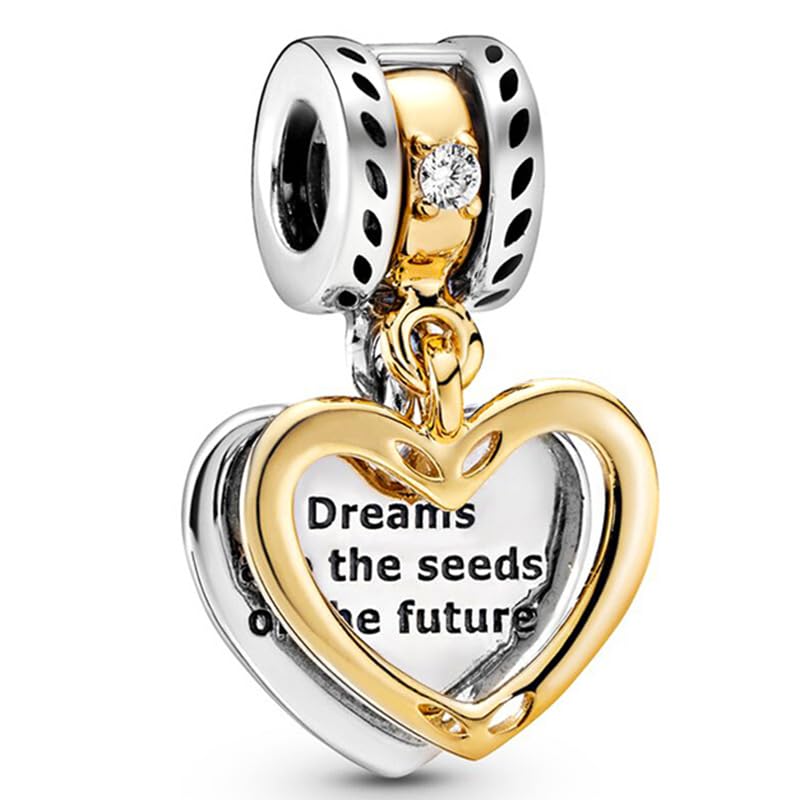 9 Pack Silver Bead Charms for Bracelets and Necklaces Charm for Woman Cubic Zirconias Dangle Pendant Jewelry Beads Set2