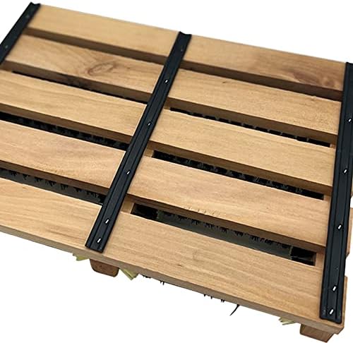 Galvog® Boot Scraper Wooden Rub Mat Outdoors | All Weather Heavy Duty Shoe Scrubber Brushes Garden Kitchen Patio Carpet Doormats | Extra Wide Boot Buddy Mud Snow Scrubbing Cleaner
