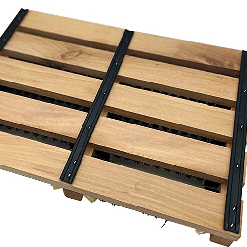 Grattoir à bottes en bois extérieur et brosse essuie-pieds robuste