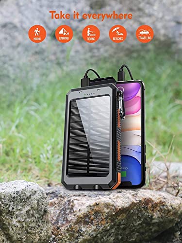 Solar Power Bank 36800Mah Portable Solar Charger 5V3.1A,18W Pd Qc 3.0 Dual 2 Usb,Led Flashlights Port Strong Led Ipx7 Flashlight,Waterproof, Dustproof, Shockproof (Orange) #TOP5