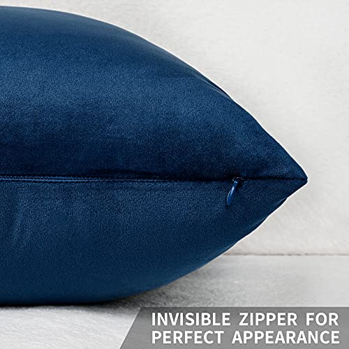 Yastouay 2 Pack Throw Pillow Covers, Navy Blue Decorative Pillow Covers, Solid Sofa Pillows, Soft Velvet Pillow Case, Square Accent Cushion Covers For Sofa Couch Bed Chair, 18 X 18 Inches #TOP5