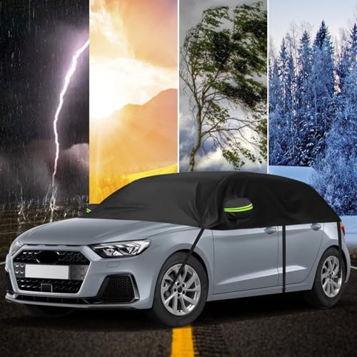 Halbe Autoabdeckung Ersatz für Audi A1 2010-2025, Softtop Dachschutz Autoabdeckung Wasserdicht, Halbe Garage mit Riemen, UV-beständig für jedes Wetter