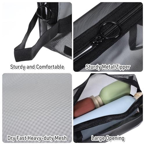 Mesh-Shower-Caddy-Bag-for-Bathroom-Portable-Hanging-Toiletry-and-Bath-Organizer-with-Zipper-Quick-Dry-Toiletry-Tote-Bag-for-Women-Men-Travel-Gym-Camping-College-Dorms-Beach
