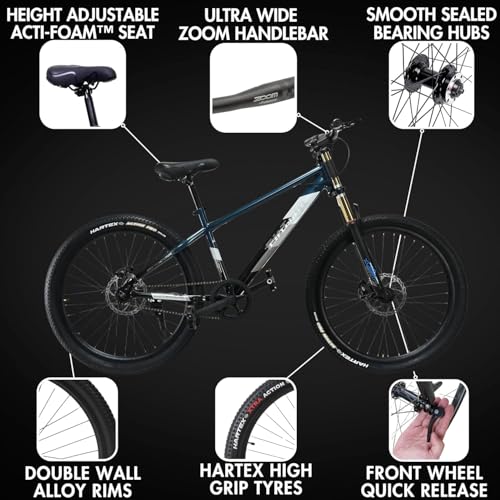 Image of FitTrip Super Dominator Non Gear | 27.5 Inch Stunt MTB | Imported Double Crown Suspension | 160MM Jak Dual Disk Brakes | Best Single Speed Stunt Cycle (Mariana Teal Blue)