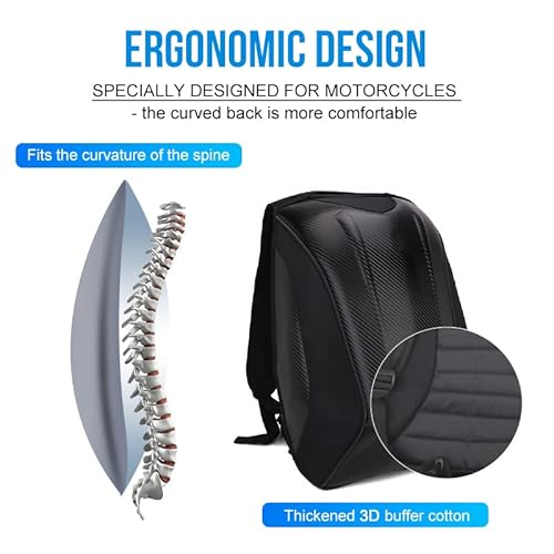 Ustpo Motorcycle Backpack Waterproof Bag Hard Shell Backpack Carbon Fiber Motorbike Helmet Large Bag For Men Travelling Camping Cycling Storage #TOP6