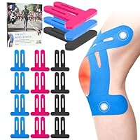 NEUJUS Knie Tape Vorgeschnitten 12 Stück – Kinesiologie Tapes Knie, Stark Haftender Muskelpatch Knieschoner, Atmungsaktiv & Elastisch, Physio Tape für Sport & Reha (Schwarz+Rosa+Blau, 12 Stück)