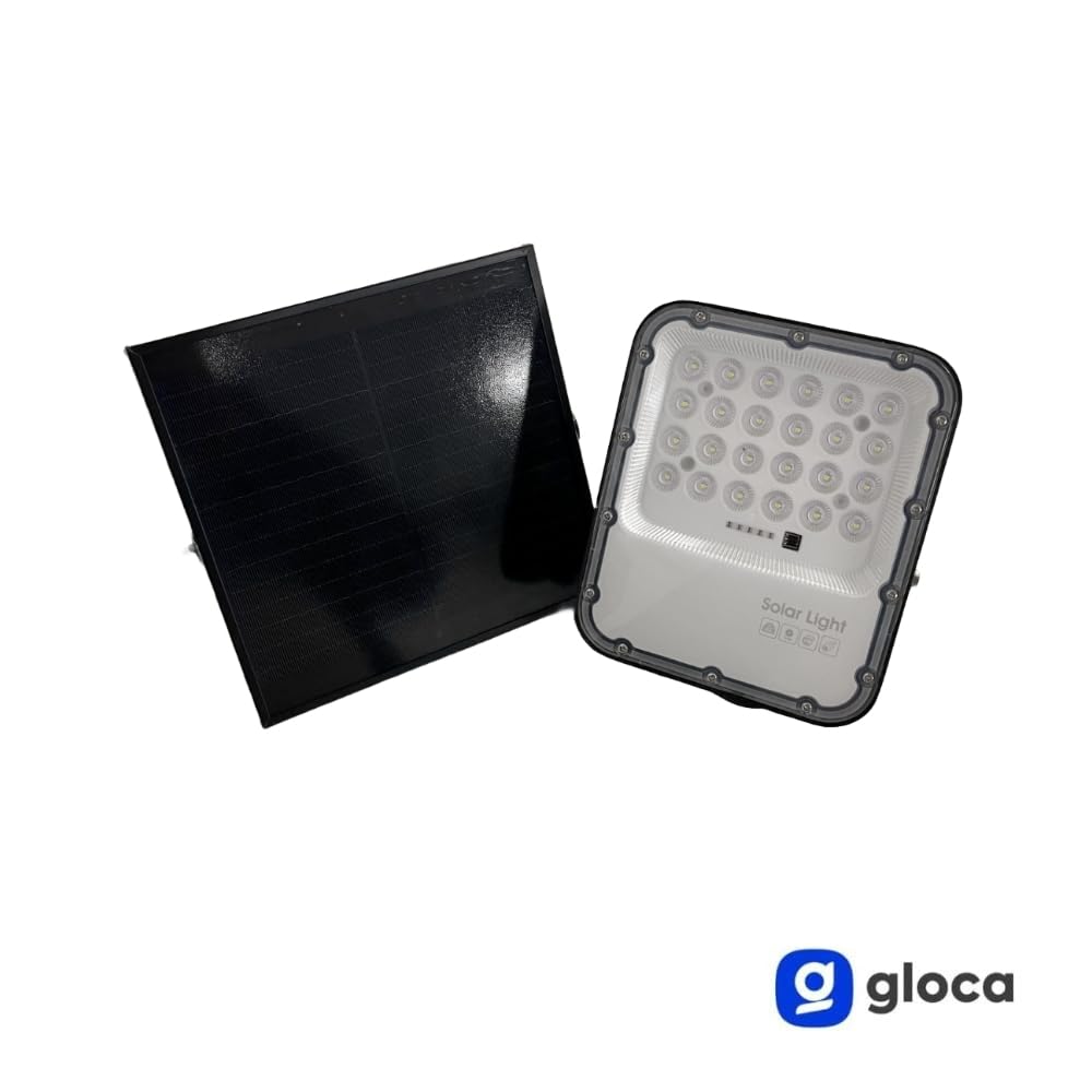 gloca Faro Solare A LED 50W Per Esterno Con Pannello Solare E Telecomando