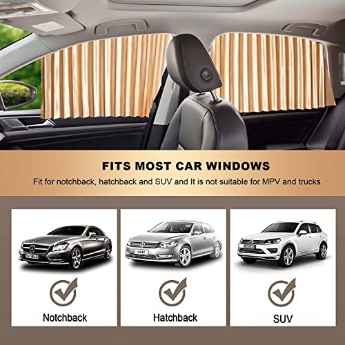 Slidable Side Window Sun Shades For Car - 4 Pcs Universal Privacy Blinds Silk Satin Front & Back Curtains - Auto Accessories Sun Shade Keeps Cooler Screen For Baby Sleeping, Heat And Uv Protection #TOP4