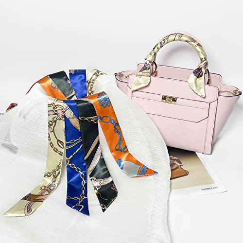 Pibupibu 8 Packs Fashion Narrow Handbag Handle Wrap Ribbon Neckerchief Scarf for Women4