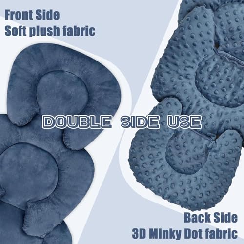 Image of Infant Car Seat Insert Head and Body Support, GFU Reversible Newborn Insert for Carseat with Strap Pads, Soft Stroller Cushion Pillow Insert for Boys and Girls, Fits for Stroller, Swing, Blue
