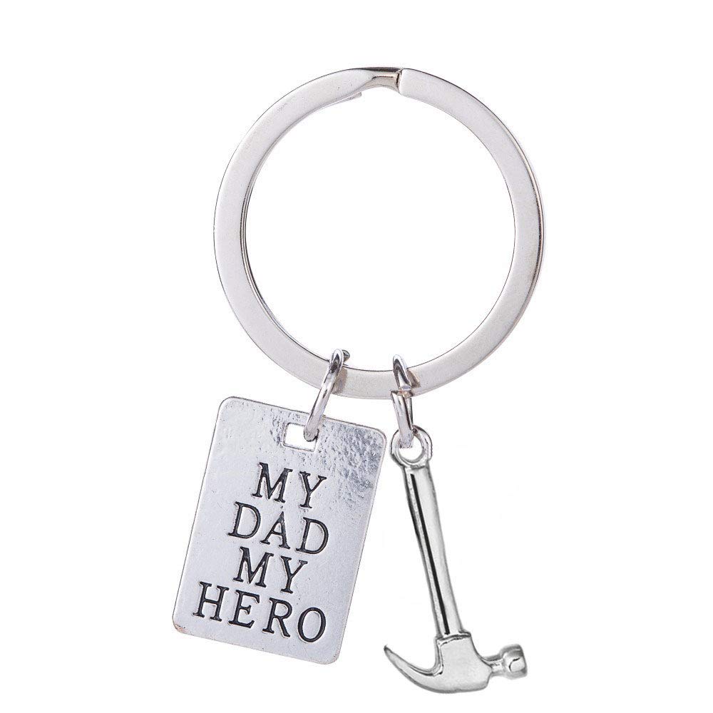 COMMINY Father's Day Keychain Gift Birthday Key Ring Tags with Gift Box for Dad from Daughter Son Kids (Daddy:style 6), Daddy:style 6, one fits all