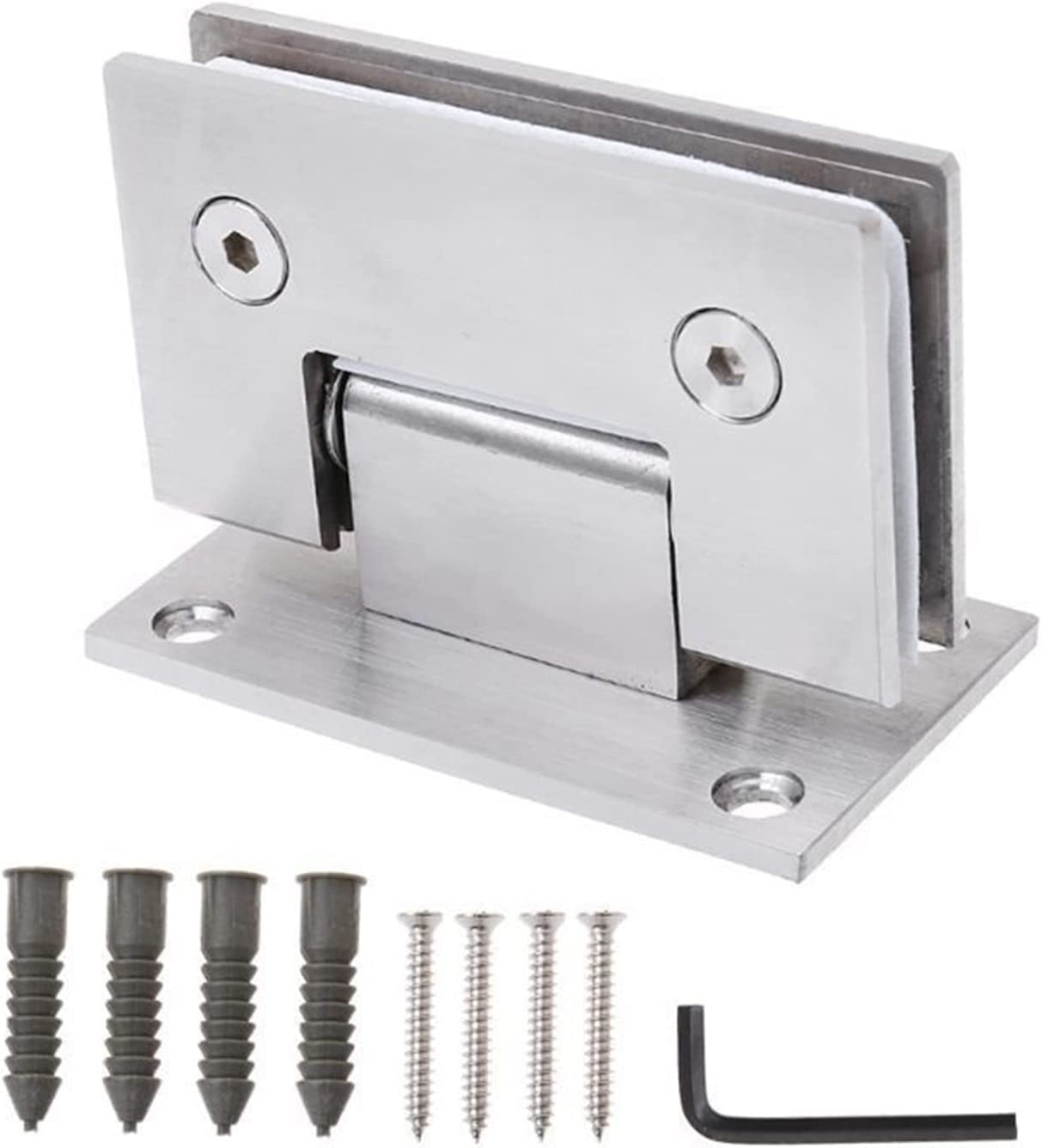 Dimeiyan One Color Glass Door Hinge,Frameless Hinge，Bathroom Shower, Suitable For 8-12Mm, Stainless Steel,Silver