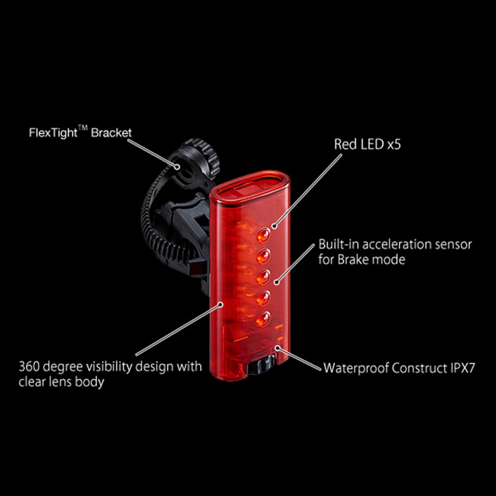 Luce Freno Intelligente per Bicicletta, Impermeabile IPX7, Batteria sostituibile, Luce Posteriore a LED per Mountain Bike, Luce Posteriore per Ciclismo