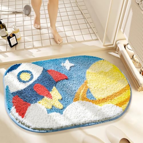 Loismood Planets Bathroom Mat Soft Fluffy Absorbent Rug Non-Slip and Machine Washable Carpet for Bathroom, Sink and Bedroom (Space Exploration, 23"x16") by Loismood - Used condition - Image 7