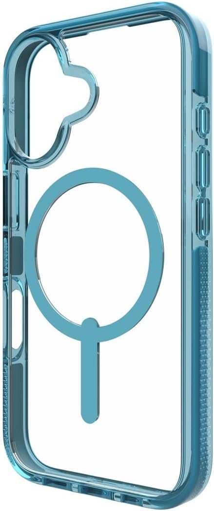 ZAGG Santa Cruz Snap iPhone 16 Case – MagSafe Compatible, 13ft Military-Grade Drop Protection, Graphene Reinforced, Anti-Scratch, Slim, Lightweight, 70% Recycled Content, Clear with Retro Blue Accents - Image 2