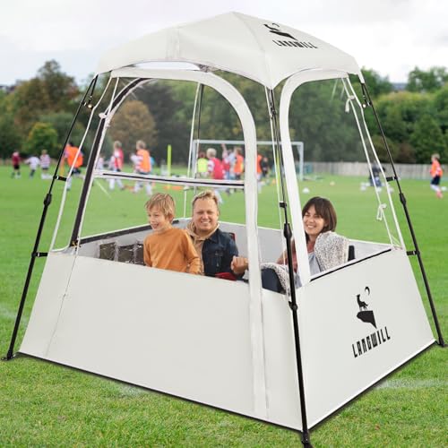 LANGWILL Pod All Weather Sports Tent, Outdoor Pop Up Bubble Clear 540° View Winter Tent for 1-2 Person, Instant Cold Weather Shelter with Rainfly for Soccer, Football, Softball & Other Sports Events
