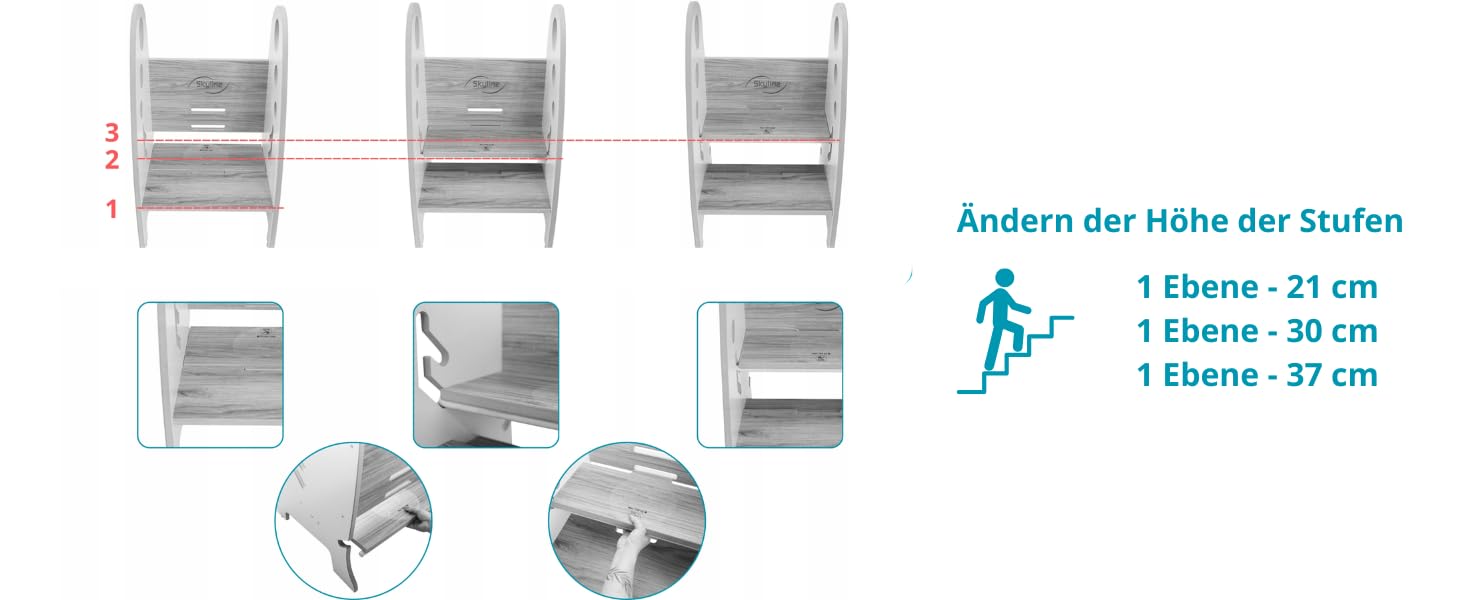 Skyline 3-in-1 wachsender Tritthocker Kleinkind Turm Helfer, Holz Kleinkind Stehhocker für Badezimmer oder Küche, Anti-Rutsch-Füße, Tragfähigkeit bis zu 100 kg (Weiß)
