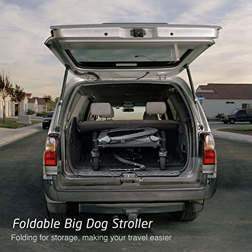Dog Stroller For Large Dogs, Dog Stroler Waterproof Oxford Cloth With Storage Bag, Adjustable Handle, Zipper Entry, Pet Stroller For For 2 Medium Dogs Up To 120Lbs #TOP5