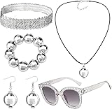 collier boule or solde Design scintillant : aspect cristal étincelant sur les lunettes de soleil et le serre-tête, parfaitement assorti au style disco des années 70