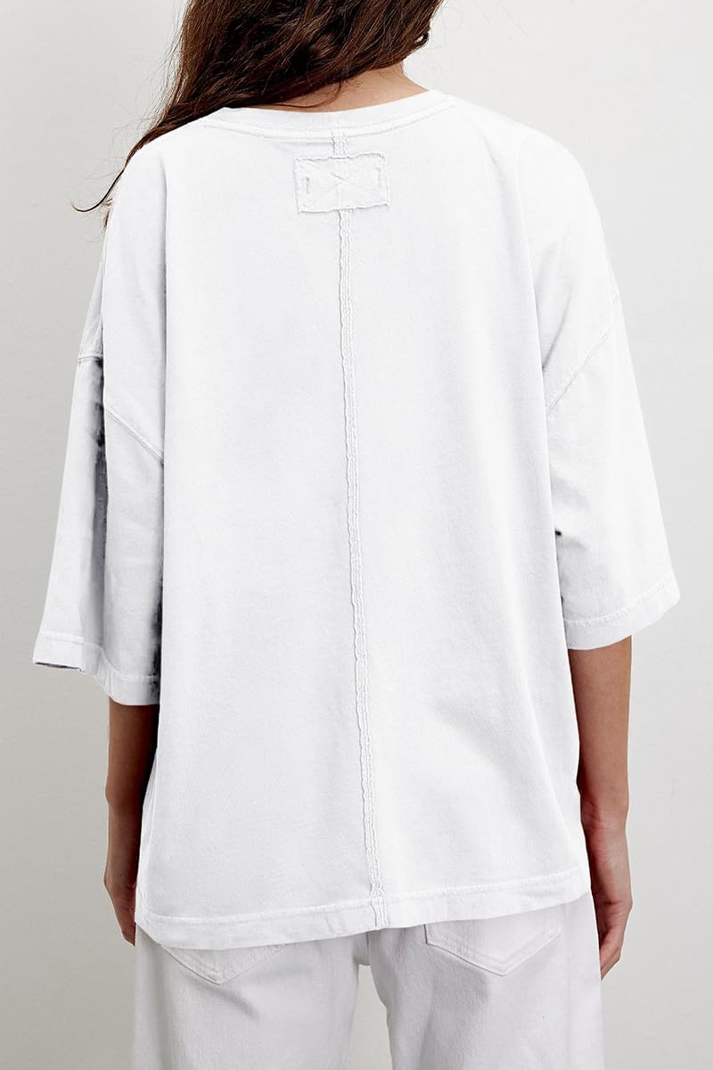 UNCLECAT Womens Oversized Half Sleeve T Shirts Summer Tops Trendy Crew Neck Loose Fit Workout Tee Clothes