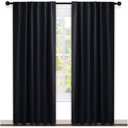 NICETOWN Halloween Blackout Curtains Shades Window Drapes - (Black Color) W52 x L95, Double Panels, Blackout Draperies Window Treatment for Living Room