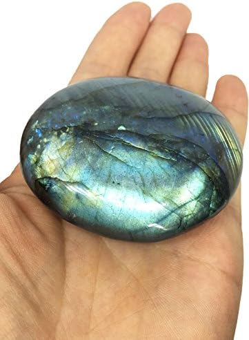 Yinglai Labradorite Palm Stone Healing Crystal Gemstone Worry Therapy Smooth Soap Shape About 2-2.5 Inches
