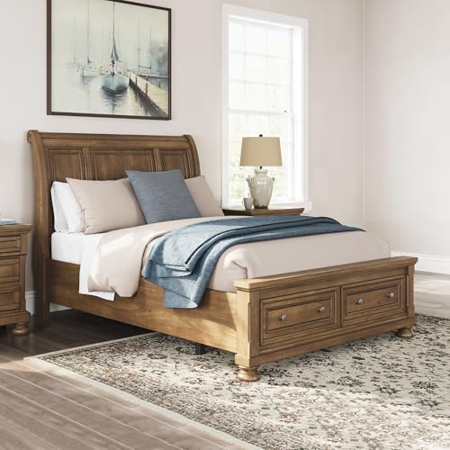 Image of Signature Design by Ashley Queen Storage Sleigh Bed, Brown, Glarrison
