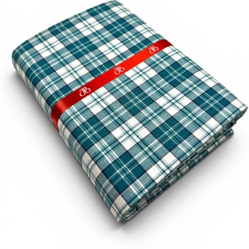 Image of JHABAK'S Cotton Blend Unstitched Checkered Fabric for Men - 2.35m Shirt Piece / 3m Kurta Piece - Width 36 Inches