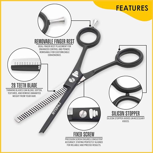 Hair Thinning Scissors 5.5 Inch Professional Hairdressing Scissors Stainless Steel Barber Scissors for Hair Cutting and Texturising Ergonomic Hairdresser Scissors for Men Women and Home Use - Image 3