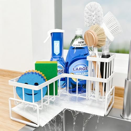 Image of Fikoksol Large Sponge Holder for Kitchen Sink, 90-Degree Sink Caddy Storage