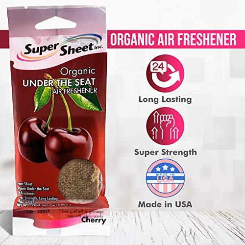 Image of Super Sheet, Organic Under the Seat Car Air Freshener, Long Lasting Fragrance, Cherry Scent, 3 Pack
