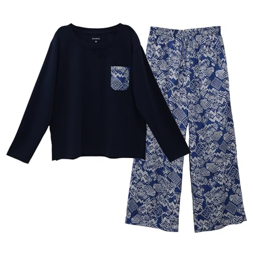 Pyjama femme en coton ensemble haut manches longues et pantalon