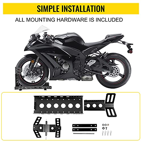 Vevor Motorcycle Front Tire Chock, 3000 Lbs Heavy Duty Wheel Stand, Black Upright Motorbike Front Chock For 14"-22" Wheels, High-Grade Steel Trailer Stand, With Stable Tubes & Adjustable Holes #TOP5