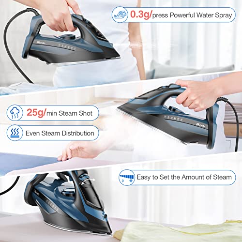 Sundu Steam Iron For Clothes With Rapid Heating Ceramic Coated Soleplate, 1700W Steam Iron With Precise Thermostat Dial, Self-Cleaning, Auto-Off, 15.21Oz Water Tank For Home Travel Clothes Ironing Use #TOP4