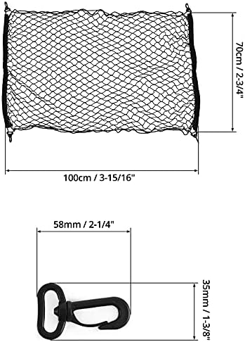QWORK Cargo Net Car Boot Net, Car Trunk Storage Net Elastic Nylon Mesh Net with 4 Hooks, 70 x 100 cm (2.3 x 3.3 ft)