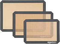 Amazon Basics Tappetini da forno in silicone, set da 3 unit&agrave;, Rettangolare, 23.0cm x 33.0cm, 25.0cm x 29.5cm, 29.5cm x 37.5cm, Marrone/Nero